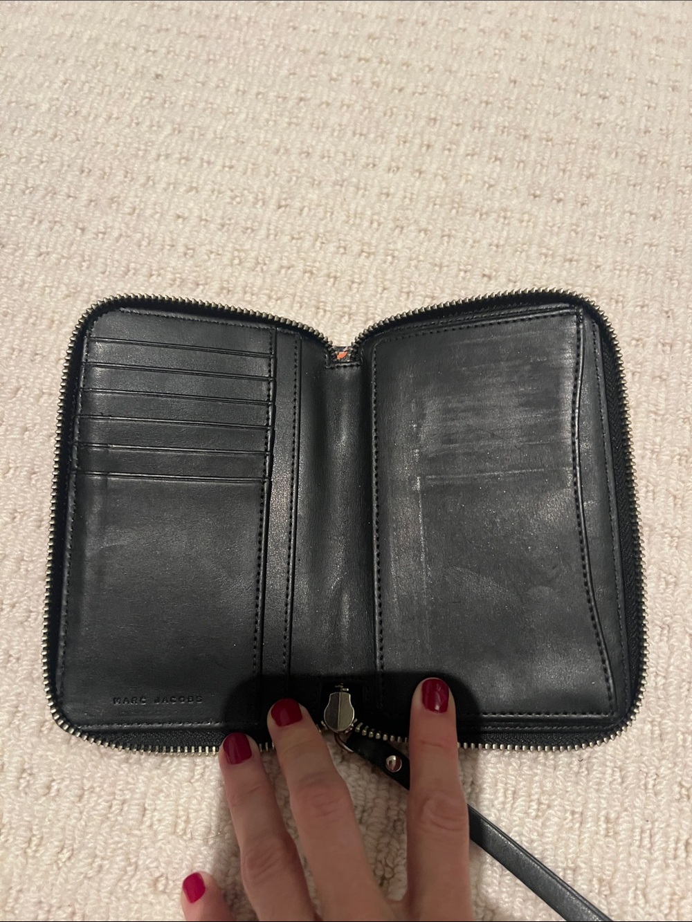 Marc Jacobs Black Wallet with Orange and White Logo Print - Picture 4 of 5